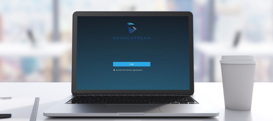 Grandstream Logo on Laptop Coffee Cup