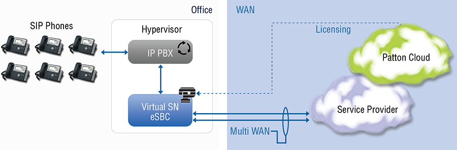 Virtual CPE as an enterprise session border controller (SBC) in a SIP trunking application